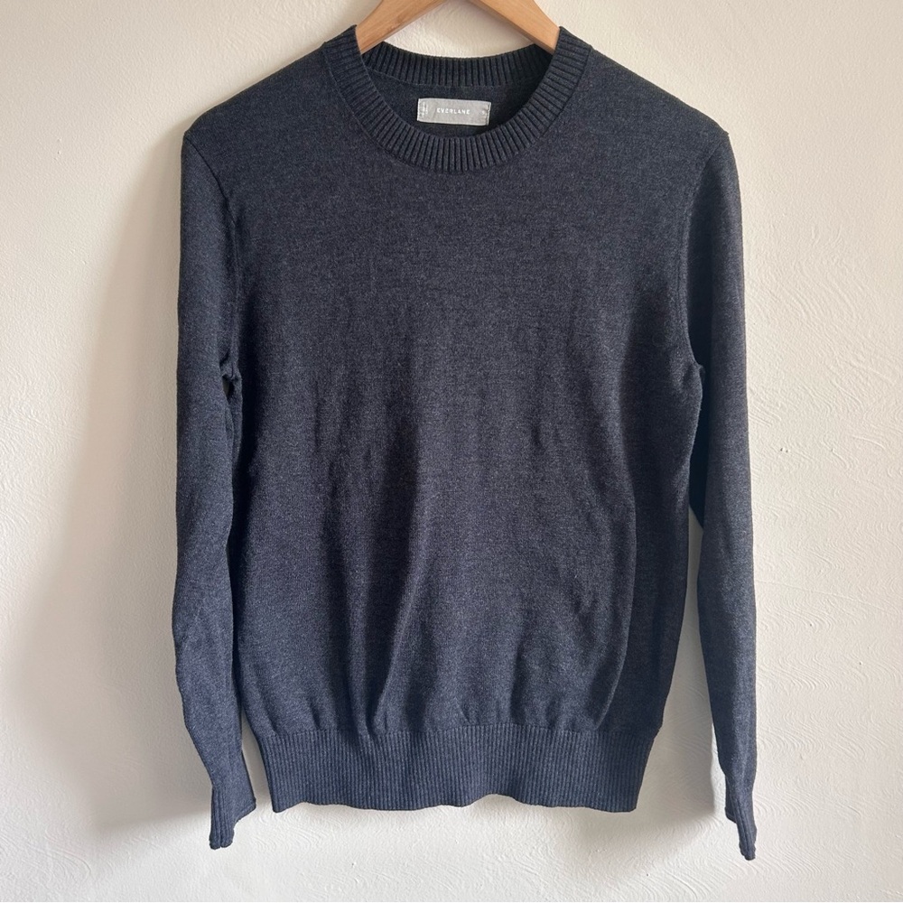 Everlane Charcoal Grey No-Sweat Crewneck Sweater - Organic Cotton Blend - Small